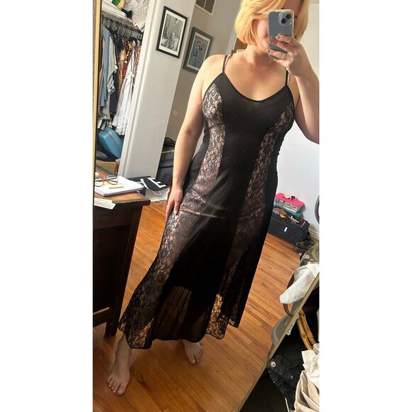 Union Made Lace Panel Black Slip/Maxi Dress - Picture 8 of 9